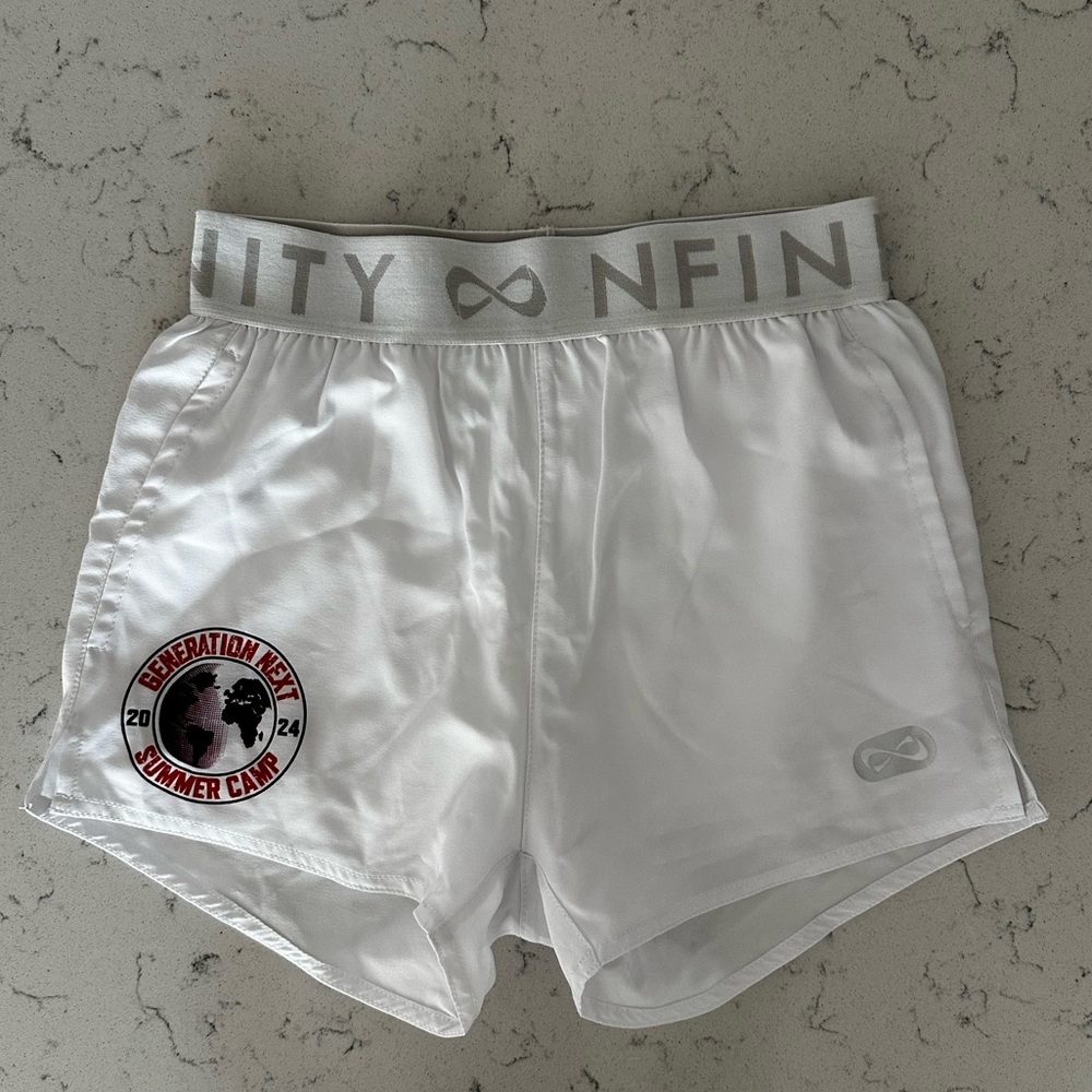 NFINITY White Athletic Shorts with Logo